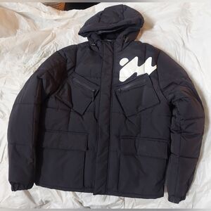 WITHOUT WALLS MEN'S BLACK NYLON QUILT HOODED PUFFER WINTER JACKET SIZE S/P NWOT